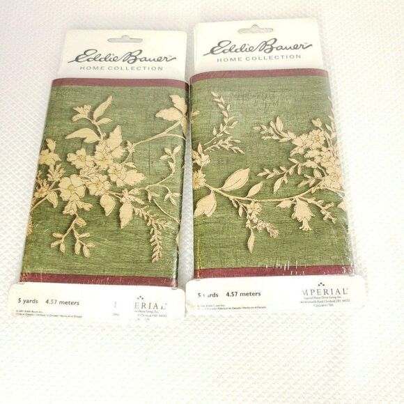 Imperial Home Wallpaper Border Eddie Bauer Green Burgundy Maroon 10 Yards New - Picture 1 of 4
